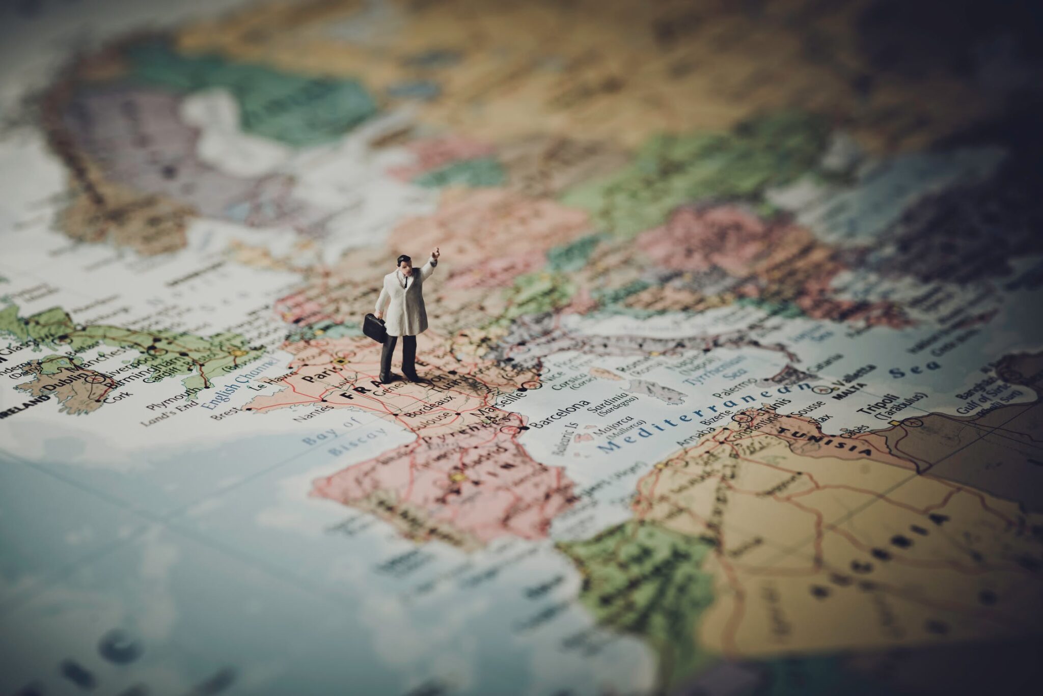 map with man cross border